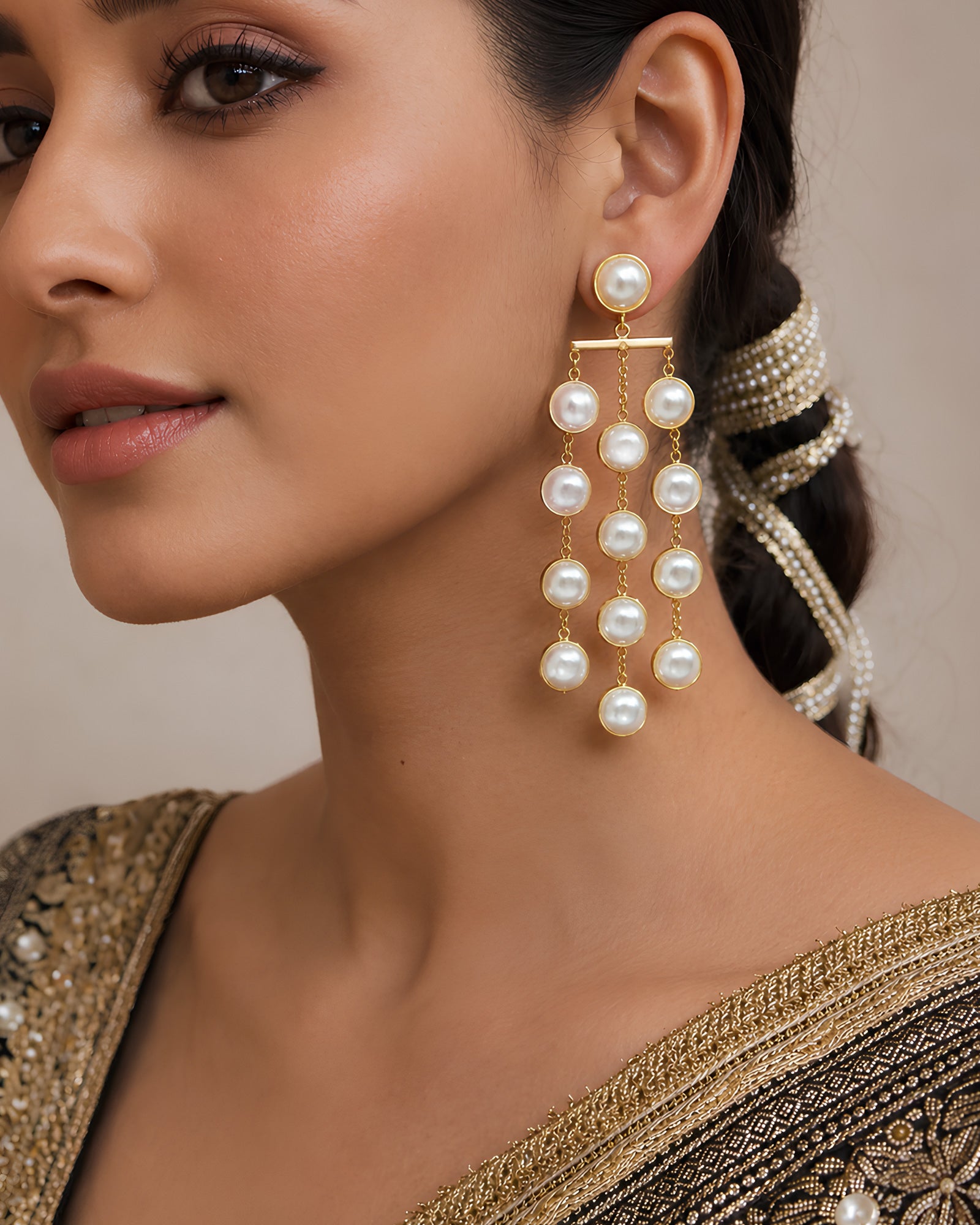 Tiered Luminous Pearl Drop Earrings
