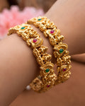 Traditional Peacock Motif Temple Bangles