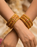 Traditional Temple-Style Gold Bangle Set