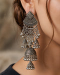 Triple-Tier Filigree Jhumka Earrings