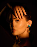 Turquoise Deer Motif Drop Earrings