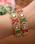 Vibrant Stone-Studded Kundan Bangle Set