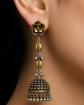Vintage Cowrie & Blossom Oxidized Jhumkas