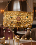 Vintage Gold Carved Flora Medallion Jhumka Clutch
