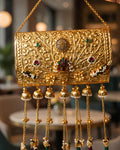 Vintage Gold Carved Flora Multi-Jhumka Statement Clutch