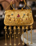 Vintage Gold Carved Peacock & Multi-Jhumka Bag