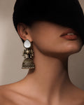 Vintage Mirror Drop Oxidized Jhumkas